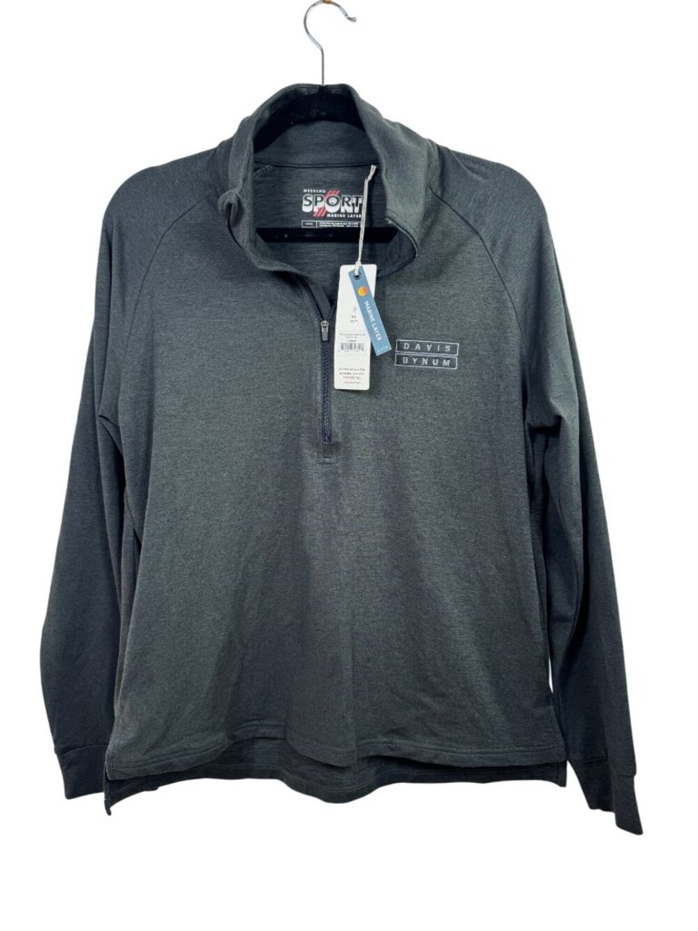 NEW Marine Layer Sport Collection Womens Charcoal Quarter Zip Pullover Large